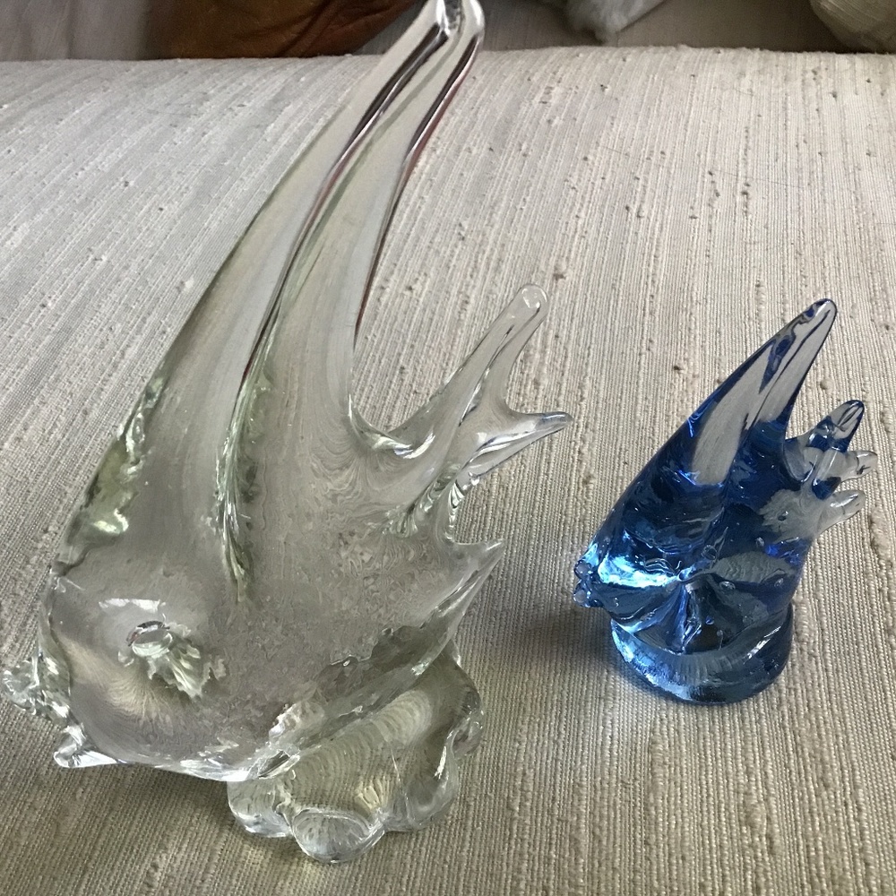 DUO OF VINTAGE BLOWN GLASS FISH